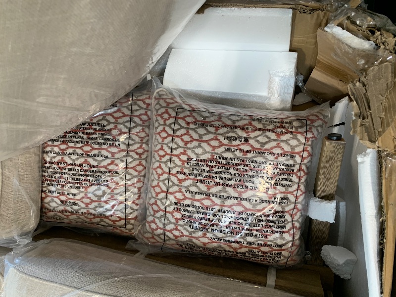 Photo 1 of ****FINAL SALE, BROKEN LEG, SELLING FOR PARTS*** HSignature Design by Ashley Clare View Coastal Outdoor Patio Eucalyptus Sofa with Cushions, Beige****FINAL SALE, BROKEN LEG, SELLING FOR PARTS*** 