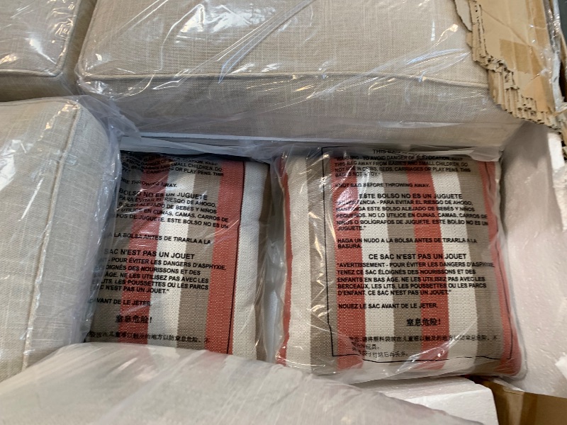 Photo 1 of ****FINAL SALE, BROKEN LEG, SELLING FOR PARTS*** HSignature Design by Ashley Clare View Coastal Outdoor Patio Eucalyptus Sofa with Cushions, Beige****FINAL SALE, BROKEN LEG, SELLING FOR PARTS*** 