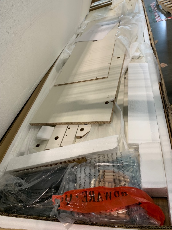 Photo 1 of ***DAMAGED PILOT HOLE ON ONE OF THE PANELSMarsail Modern Farmhouse TV Stand, Entertainment Center with Storage Cabinets, Adjustable Shelves and Power Outlets for Televisions up to 80 Inch, TV Console Table for Living Room, Brown&White