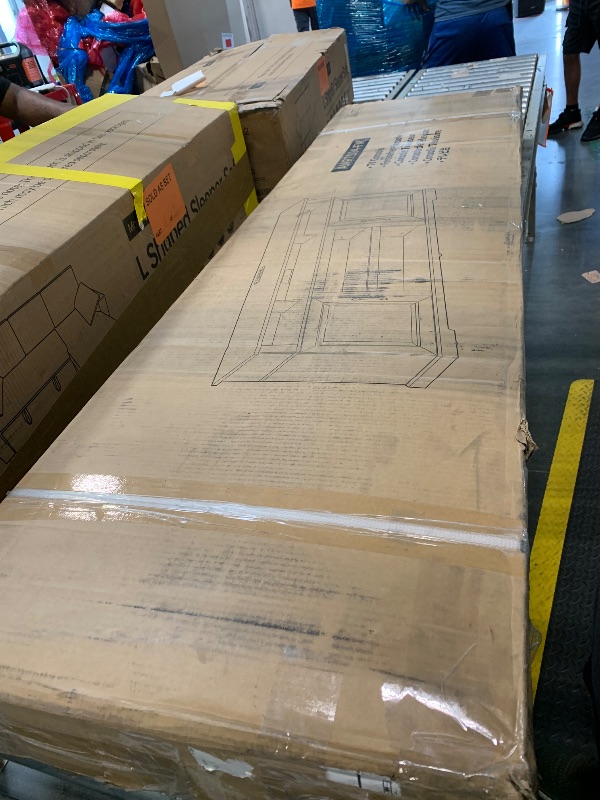 Photo 1 of ***DAMAGED PILOT HOLE ON ONE OF THE PANELSMarsail Modern Farmhouse TV Stand, Entertainment Center with Storage Cabinets, Adjustable Shelves and Power Outlets for Televisions up to 80 Inch, TV Console Table for Living Room, Brown&White