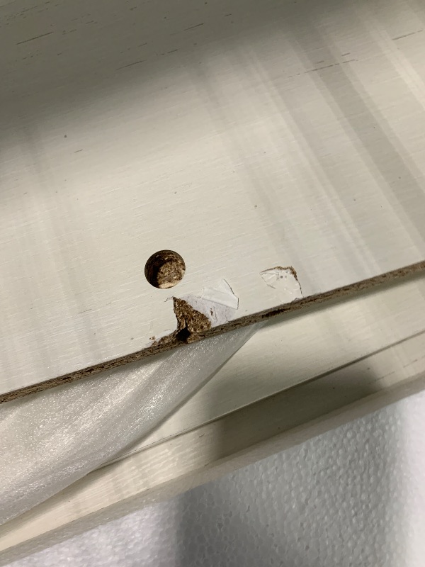 Photo 1 of ***DAMAGED PILOT HOLE ON ONE OF THE PANELSMarsail Modern Farmhouse TV Stand, Entertainment Center with Storage Cabinets, Adjustable Shelves and Power Outlets for Televisions up to 80 Inch, TV Console Table for Living Room, Brown&White