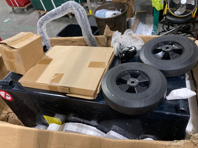 Photo 1 of *******MINOR SCRATCHES, POSSIBLY MISSING PARTS***** VEVOR Fuel Caddy, 35 Gallon, Gas Storage Tank on 4 Wheels, with Manual Transfer Pump, Gasoline Diesel Fuel Container for Cars, Lawn Mowers, ATVs, Boats, More, Black