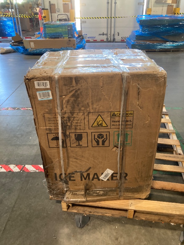 Photo 1 of *****MAJOR DENTS, FRONT PANEL COMES OFF, BROKEN DOOR, KOKEBREN Commercial Ice Maker Machine 440lbs/24H, Stainless Steel Ice Machine w/ 88lbs Large Ice Storage Capacity, LED & Self-Clean Freestanding Ice Maker(6 * 18 Ice Cube)