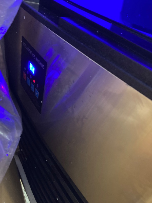 Photo 1 of *****MAJOR DENTS, FRONT PANEL COMES OFF, BROKEN DOOR, KOKEBREN Commercial Ice Maker Machine 440lbs/24H, Stainless Steel Ice Machine w/ 88lbs Large Ice Storage Capacity, LED & Self-Clean Freestanding Ice Maker(6 * 18 Ice Cube)