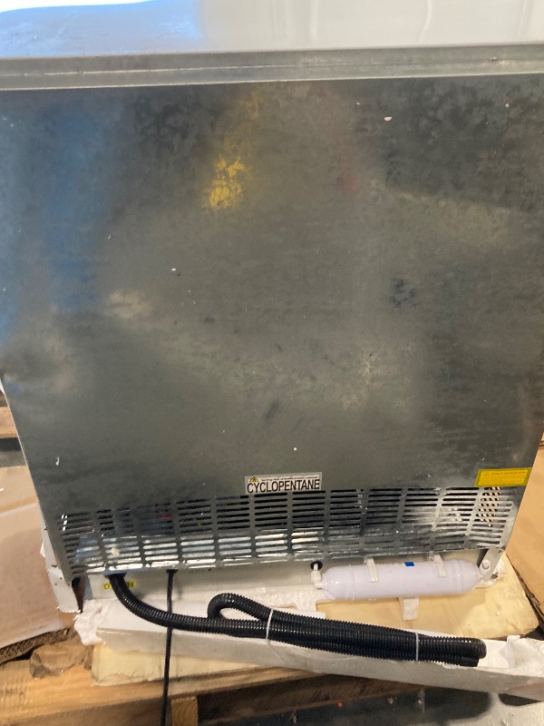 Photo 1 of *****MAJOR DENTS, FRONT PANEL COMES OFF, BROKEN DOOR, KOKEBREN Commercial Ice Maker Machine 440lbs/24H, Stainless Steel Ice Machine w/ 88lbs Large Ice Storage Capacity, LED & Self-Clean Freestanding Ice Maker(6 * 18 Ice Cube)