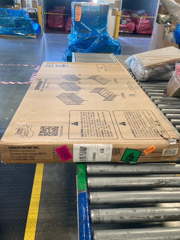 Photo 1 of ****MINOR DENT*** Dream On Me Synergy 5-in-1 Convertible Full-Size Baby Crib with Toddler, Day & Full Bed Conversion in Black, GreenGuard Gold & JPMA, 3 Mattress Heights, Sustainable Pinewood