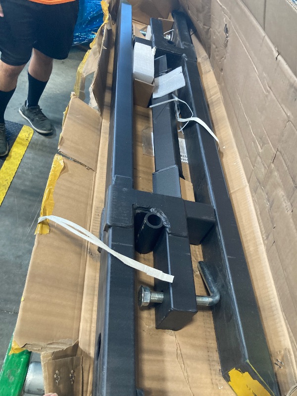 Photo 1 of ******MINOR SCRATCHES **** YINTATECH 60" 4000lbs Clamp on Pallet Forks Heavy Duty Tractor Forks with Adjustable Stabilizer Bar Tractor Bucket Forks for Tractor Attachments, Skid Steer, Loader Bucket