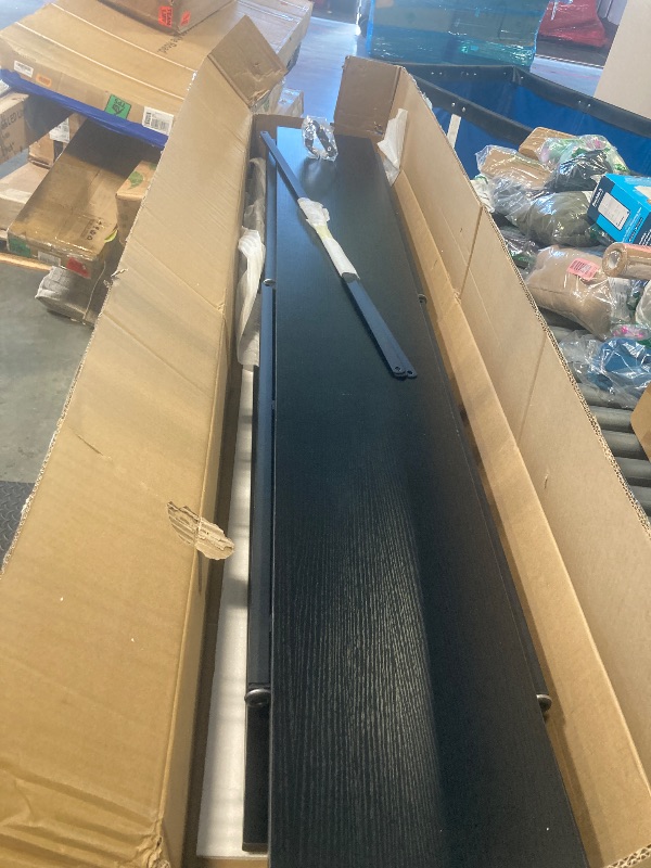 Photo 1 of ***POSSIBLY MISSING PARTS**** Tribesigns 70.9 Inch Extra Long Console Table, Modern Sofa Table Behind Couch Table with Storage Shelves, 3-Tier Industrial Hallway Entryway Table for Living Room, 3 Shelf Bookshelf(Black)