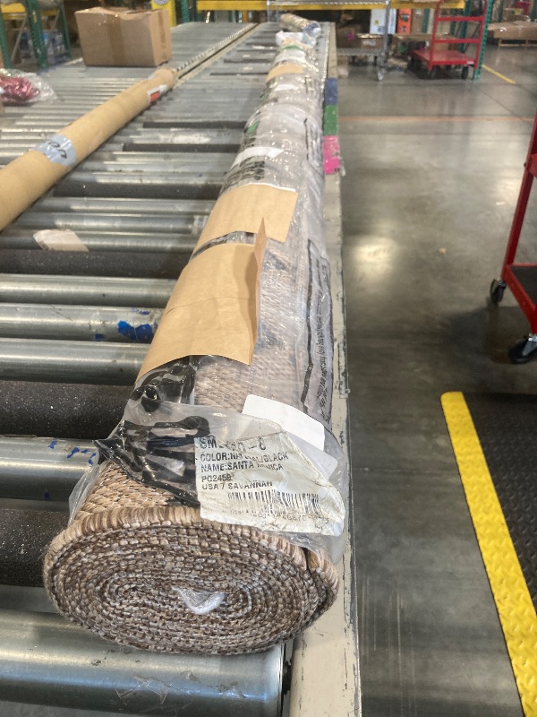 Photo 1 of ****MINOR STAINS AND CREASES ON ONE SIDE***JONATHAN Y Moroccan Geometric Indoor Outdoor Area Rug 8X10 Natural/Black, Ourika Textured Weave for Backyard, Patio, Porch, Easy-Cleaning, High Traffic, Pet-Friendly, Non-Shedding (SMB108D-8)