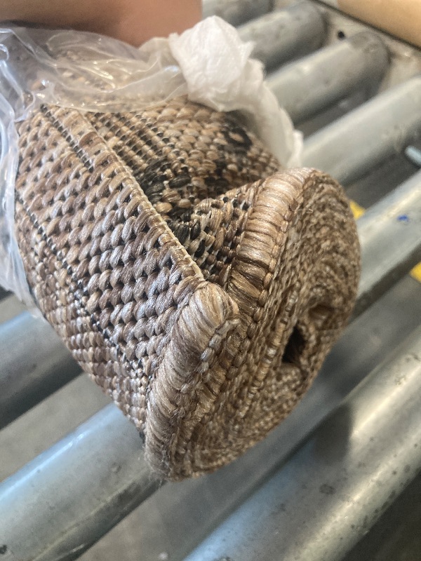 Photo 1 of ****MINOR STAINS AND CREASES ON ONE SIDE***JONATHAN Y Moroccan Geometric Indoor Outdoor Area Rug 8X10 Natural/Black, Ourika Textured Weave for Backyard, Patio, Porch, Easy-Cleaning, High Traffic, Pet-Friendly, Non-Shedding (SMB108D-8)