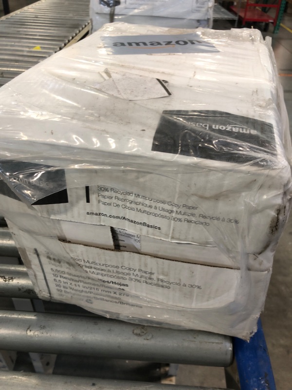 Photo 1 of ****TOP TWO REAMS ARE OPENED AND SLIGHTLY DIRTY**** Amazon Basics Multipurpose Copy Printer Paper, 20 lb, 8.5 x 11 Inches, 10 Reams (5,000 Sheets), 92 Bright, White