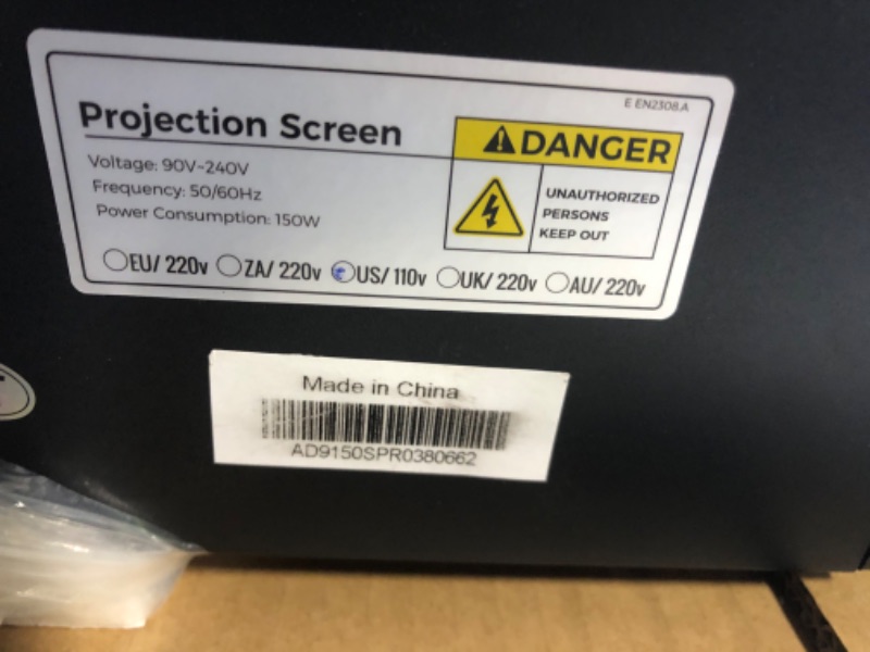 Photo 1 of ****DAMAGED ON ONE OF THE SIDES***SCREENPRO 150 inch Non-Tensioned Floor Rising Projector Screen, Motorized Self-Rising ALR Projector Screen with Remote, 16:9 Electric Home Theater Screen for 4K Ultra Short Throw Laser Projector