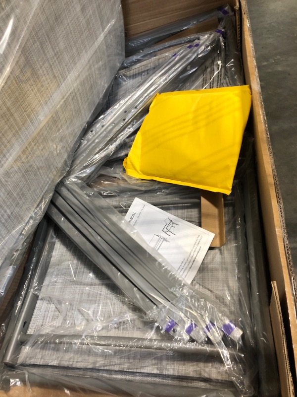 Photo 1 of ***FACTORY SEALED*** Shintenchi 4 Pieces Patio Furniture Set All Weather Textile Fabric Outdoor Conversation Set, with Glass Coffee Table, Loveseat, 2 Single Chairs for Home, Garden, Lawn, Porch?Silver?