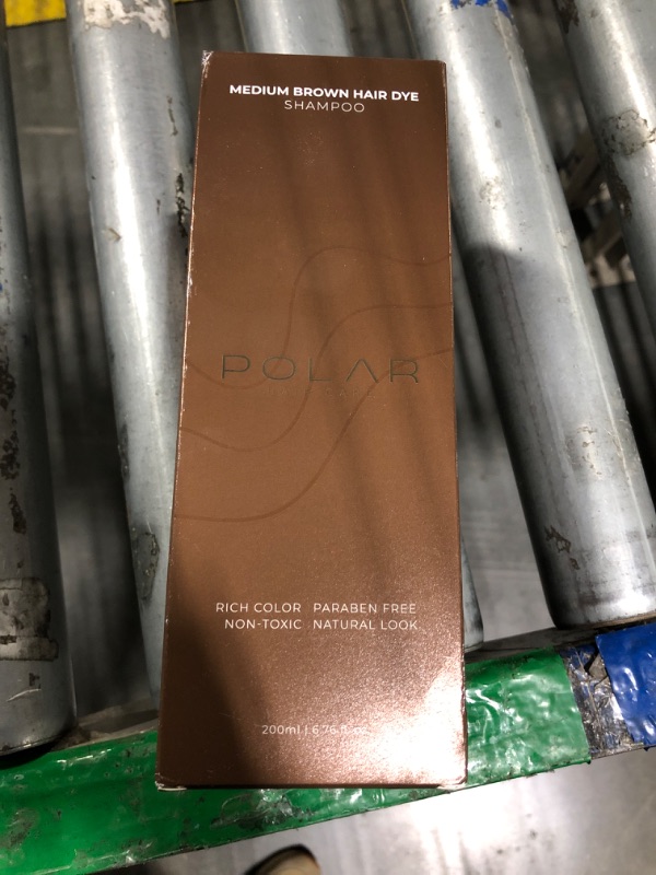 Photo 1 of ****MINOR PRODUCT STAIN ON CAP***POLAR HAIR CARE Hair Dye Shampoo for Gray Hair for Women & Men (Medium Brown) Natural Hair Dye Kit - Semi Permanent Hair Dye Shampoo - Vegan Hair Dye USA 6.76 Fl Oz Shampoo Dye Hair Color Medium Brown