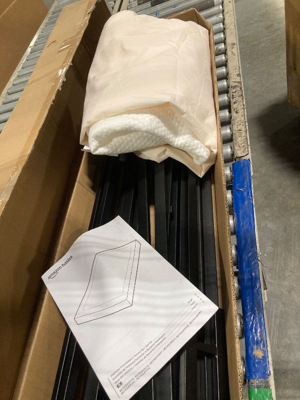 Photo 1 of ****USED, IN GOOD CONDITON, MINOR SCRATCHES, COVER NEEDS TO BE WASHED***Amazon Basics Smart Box Spring Bed Base, 5-Inch Height Mattress Foundation, Tool-Free Easy Assembly, King, 79"L x 75.5"W x 5"H, White