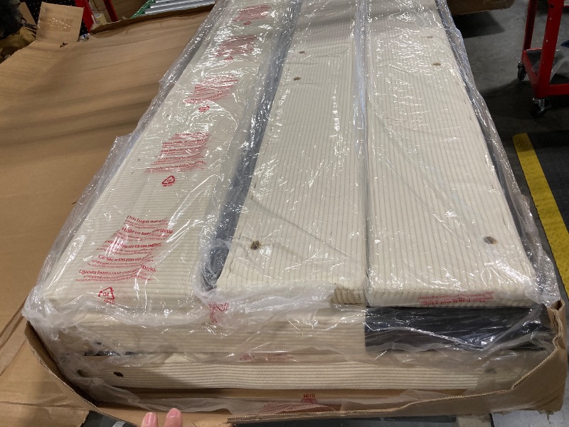 Photo 1 of ****FACTORY SEALED***Garvee Queen Size Bed Frame, Corduroy Upholstered Queen Bed Frame with Wingback Headboard, No Box Spring Needed, Solid Wooden Slats, Noise Free, Beige