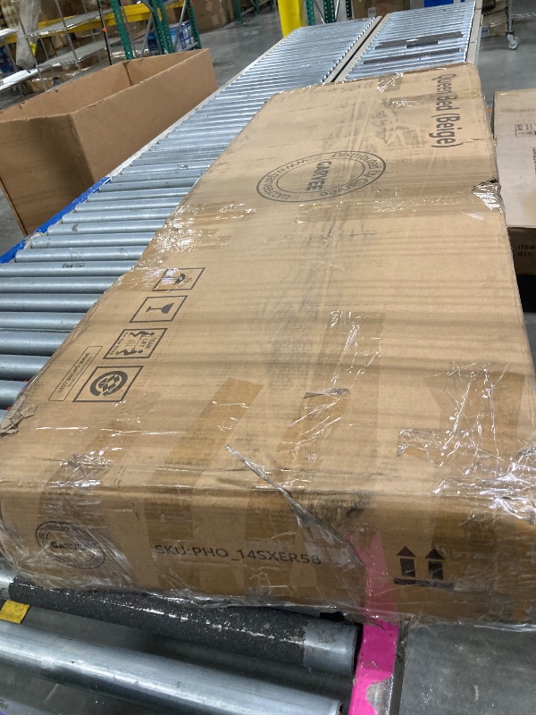 Photo 1 of ****FACTORY SEALED***Garvee Queen Size Bed Frame, Corduroy Upholstered Queen Bed Frame with Wingback Headboard, No Box Spring Needed, Solid Wooden Slats, Noise Free, Beige