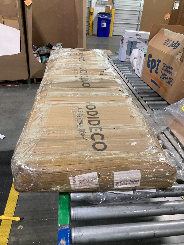 Photo 1 of ****MINOR DAMAGE ON ONE OF THE DOORS, MINOR CHIPPED BOTTOM SIDE****42in x 84in, Double 21in×84in Barn Door with Hardware & Handle Included,Pre-Assembled Doors, 5 Panels,Pine Wood MDF Board & Waterproof White PVC Covered, Door is Assemblede