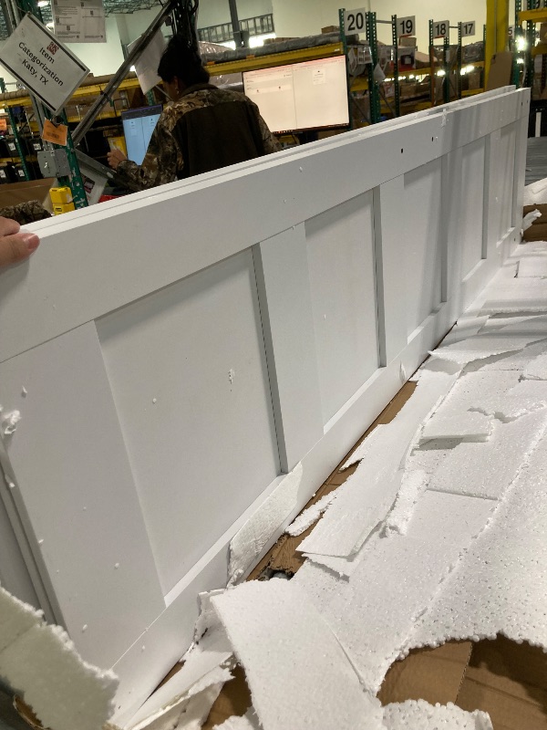 Photo 1 of ****MINOR DAMAGE ON ONE OF THE DOORS, MINOR CHIPPED BOTTOM SIDE****42in x 84in, Double 21in×84in Barn Door with Hardware & Handle Included,Pre-Assembled Doors, 5 Panels,Pine Wood MDF Board & Waterproof White PVC Covered, Door is Assemblede