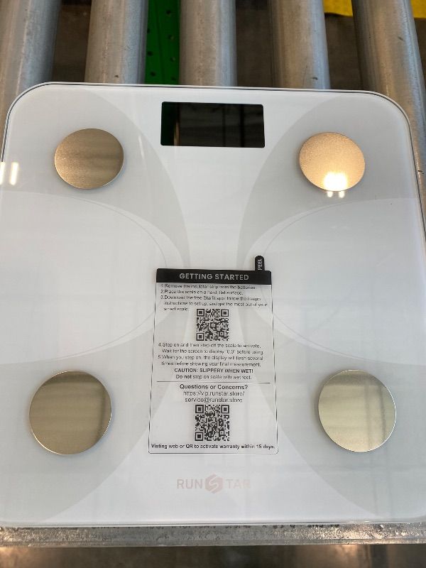 Photo 1 of *Needs batteries* Runstar Smart Scale for Body Weight and Fat Percentage, High Accuracy Digital Bathroom Scale FSA&HSA Eligible with LCD Display for BMI 13 Body Composition Analyzer Sync with Fitness App - White