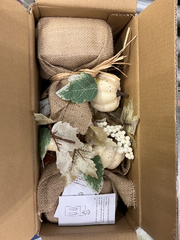 Photo 1 of 2 Styles & Timer Fall Decor - 2 Pack 11 Inch Tabletop Maple Tree Thanksgiving Fall Decorations for Home, Lighted Fall Tree with 20 LEDs Battery Powered Leafed Pumpkin Cones Berry Halloween Decorations