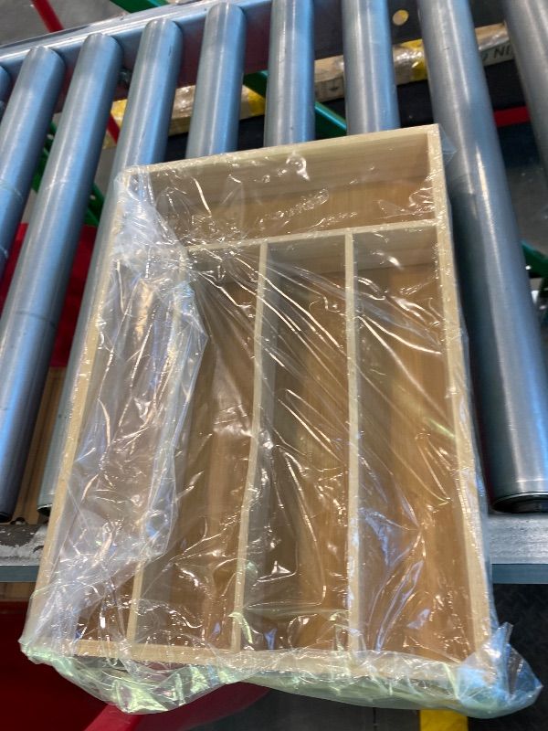 Photo 1 of *Major Damaged*
Bamboo Silverware Organizer, Kitchen Drawer Organizer, Utensil Holder, Cutlery Tray & Spoon Flatware Storage with Grooved Drawer Dividers (5 Slots, Natural)