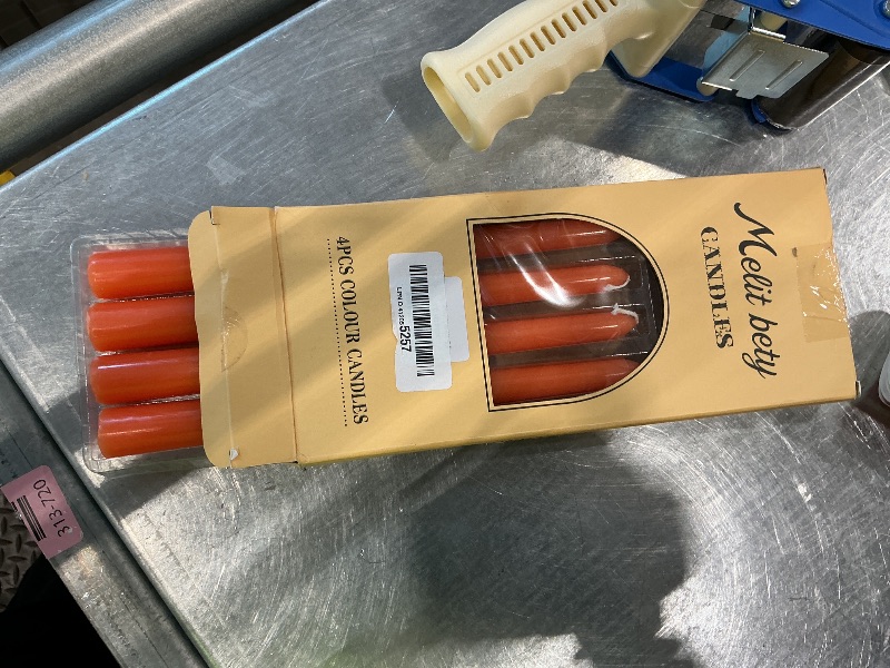 Photo 1 of 10 inch Orange Taper Candles-Set of 4 Tapered Candle, Tall Candlesticks,Conical Stick Candles,Smokeless,for Home Dinner, Party, Wedding, Halloween, Christmas (Orange, 10inch)