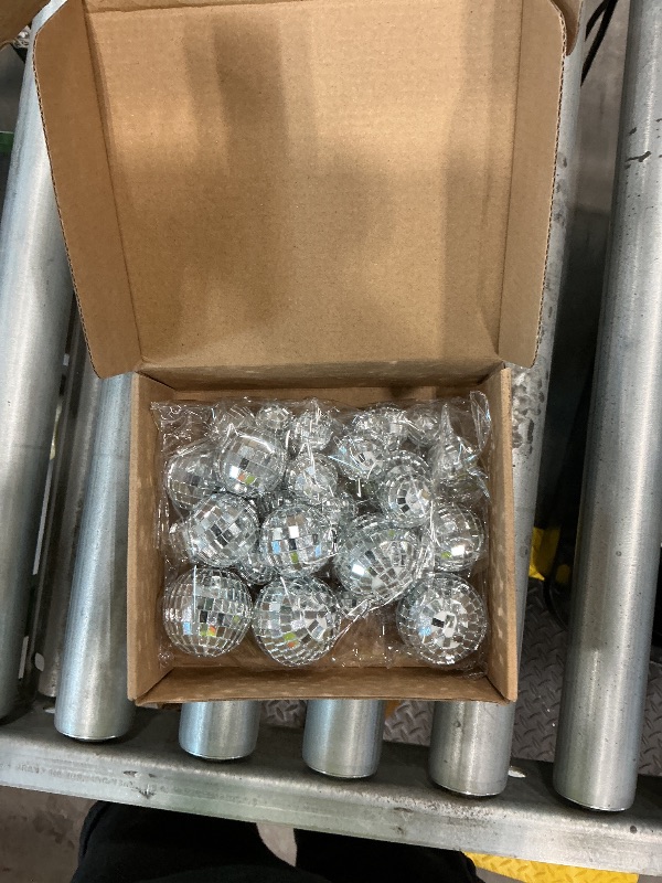 Photo 1 of 30 PCS Disco Balls Cake Decoration, Small Silver Reflective Mirror Ball Disco Table Decor 70s Disco Themed Party Supplies for Festive, 4 Sizes