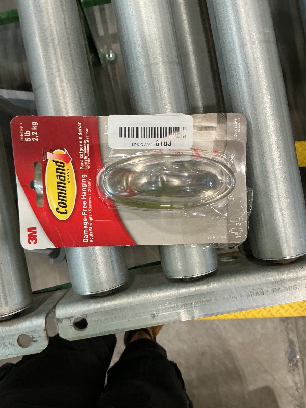 Photo 1 of 3M Command 17053BN Traditional Plastic Hook, Large, Brushed Nickel