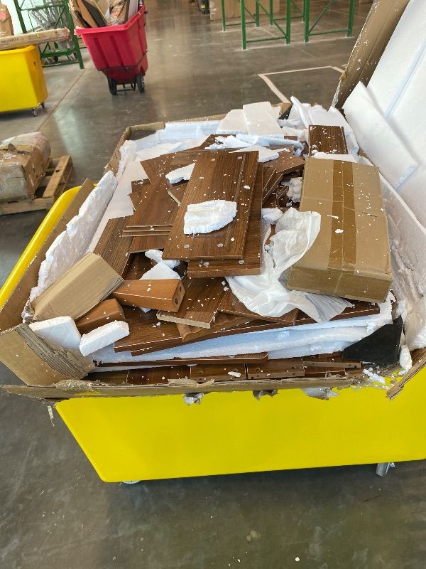 Photo 1 of *MAJOR DAMAGE* *SEE CLERK NOTES* Large Makeup Vanity Desk with Mirror and Lights, Vanity Desk with 6 Drawers & Storage Shelves, Vanity Table with Power Outlet, 3 Color Modes & Adjustable Brightness Dressing Table, Bedroom,Walnut1