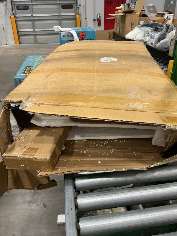 Photo 1 of *MAJOR DAMAGE* *SEE CLERK NOTES* Large Makeup Vanity Desk with Mirror and Lights, Vanity Desk with 6 Drawers & Storage Shelves, Vanity Table with Power Outlet, 3 Color Modes & Adjustable Brightness Dressing Table, Bedroom,Walnut1