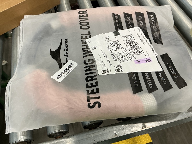 Photo 1 of Achiou Rhinestone Fluffy Steering Wheel Cover - Comfortable Non-Slip Luxury Faux Wool, Universal Fit for 14.5" to 15" Steering Wheels