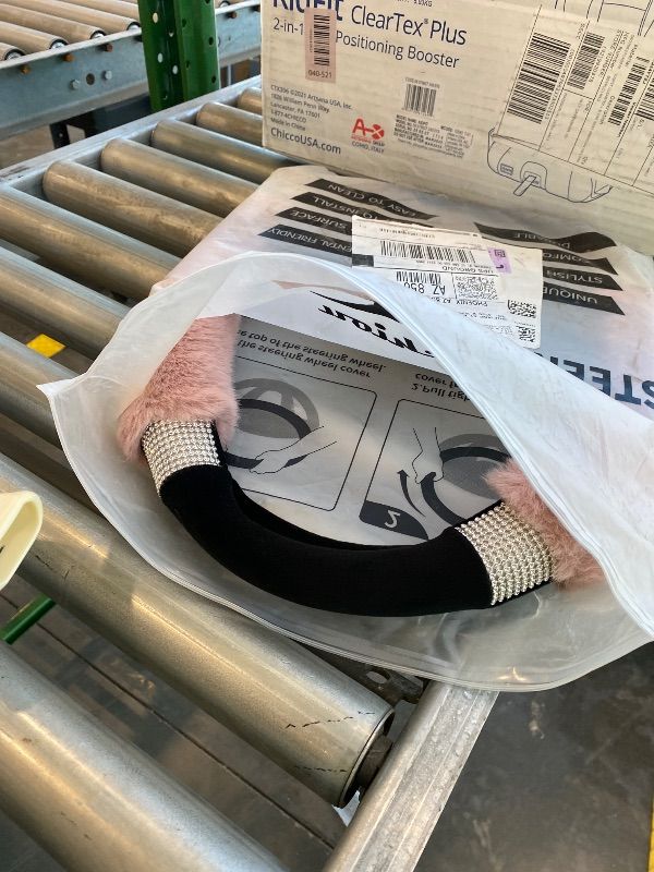 Photo 1 of Achiou Rhinestone Fluffy Steering Wheel Cover - Comfortable Non-Slip Luxury Faux Wool, Universal Fit for 14.5" to 15" Steering Wheels