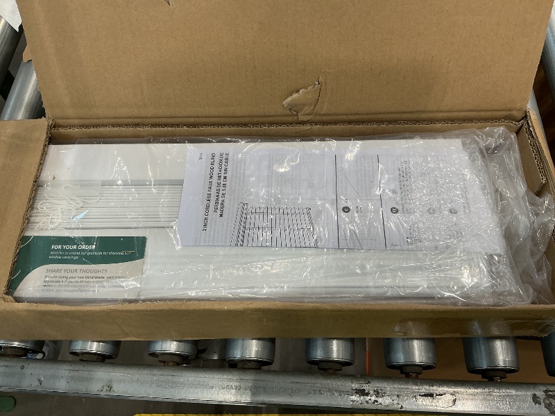 Photo 1 of DEZ FURNISHINGS Cordless 2" Signature Faux Wood Blind, 58.5" W x 60" H, Embossed White