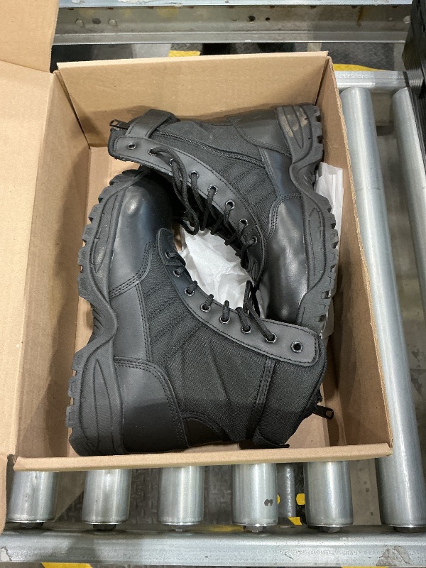 Photo 1 of ***SEE CLERK COMMENTS*** WIDEWAY Men's Tactical Military Work Boots Black Waterproof Leather Motorcycle Combat Army Boot w/Side Zipper slip resistant and All Day Comfortable (6-8inch)