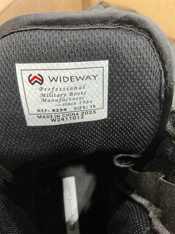 Photo 1 of ***SEE CLERK COMMENTS*** WIDEWAY Men's Tactical Military Work Boots Black Waterproof Leather Motorcycle Combat Army Boot w/Side Zipper slip resistant and All Day Comfortable (6-8inch)
