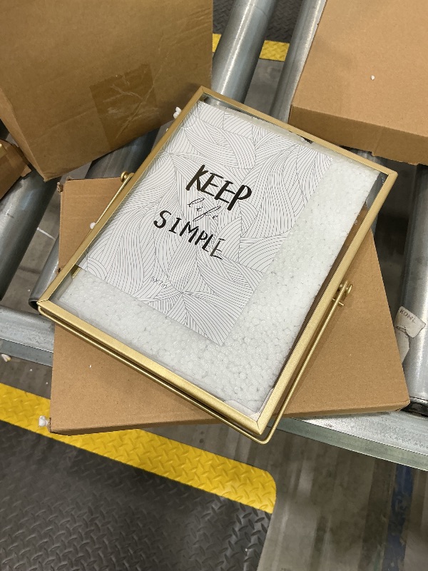 Photo 1 of ***SEE CLERK COMMENTS*** Treela 9 Pieces 4 x 4, 4 x 6, 5 x 7 Inch Picture Floating Frames Metal Glass Photo Vintage Brass Frames Vertical Geometric Desk Decorations(Gold)