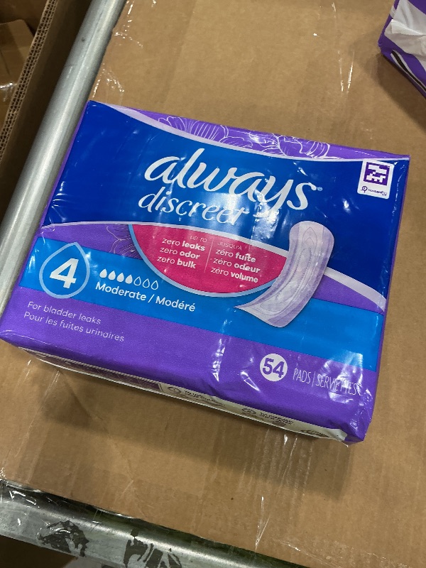 Photo 1 of *MISSING PARTS*
Always Discreet Adult Incontinence Pads for Women, Moderate Absorbency, Regular Length, Postpartum Pads, Packs of 54