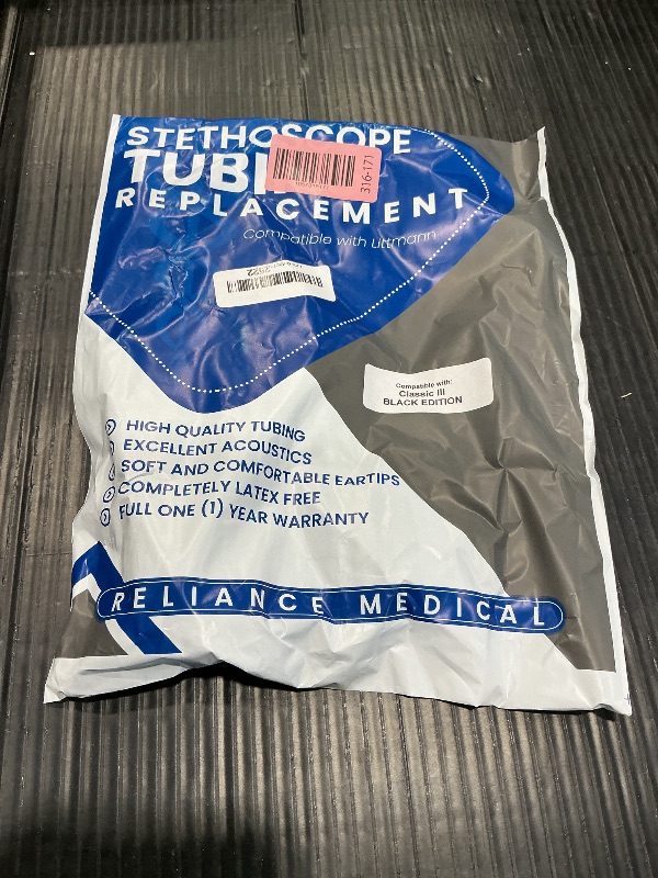 Photo 1 of (Stethoscope Binaural) Replacement Tube by Reliance Medical fits Littmann® Classic III Stethoscope - TUBING (All Black)