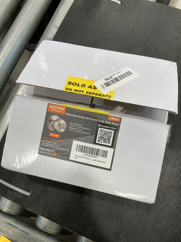 Photo 1 of [3 Pack] BESTTEN Door Knob with Lock and Key, Keyed Different Entry Door Knob with Adjustable Latch, for Entrance and Front Door, Satin Nickel