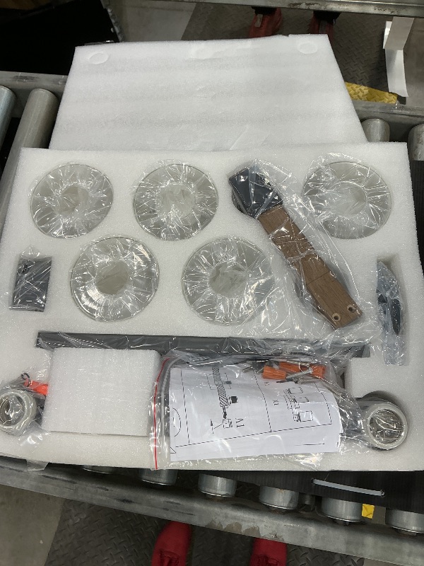 Photo 1 of 5-Light Rustic Bathroom Light Fixture,Farmhouse Wood Vanity Light with Clear Glass,Industrial Wall Lamp for Bedroom,Living Room,Kitchen,Hallway