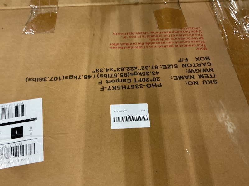 Photo 1 of ** PARTS ONLY ** Garveelife 20'x20'x13' Metal Carport for 2 Cars, Heavy Duty Car Ports for Heavy Snow, Reinforced Frame, Tall Metal Car Ports for Bass Boats, Full-Sized Pickup Trucks, and Tractors, N.W. 800 Lbs