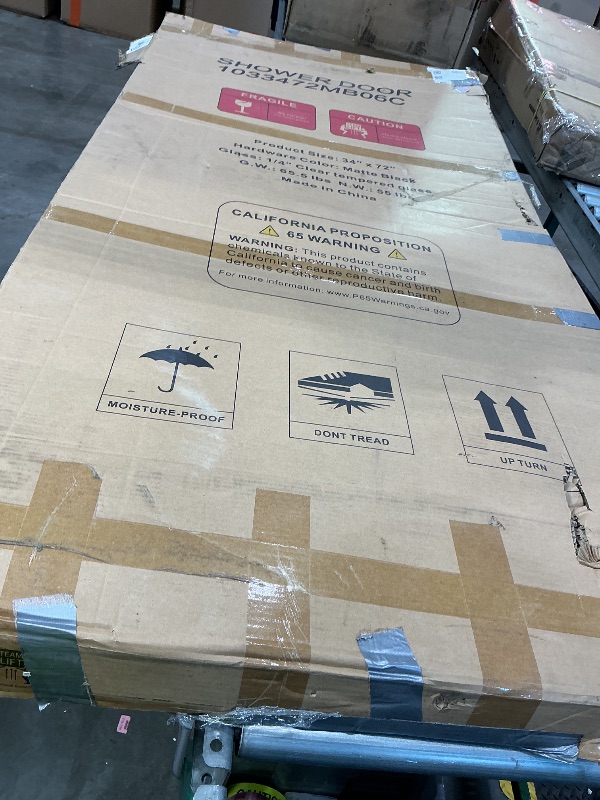 Photo 1 of ACE DECOR 34-35.4" W x 72" H Frameless Pivot Shower Door, 1/4" (6mm) Clear SGCC Tempered Glass Shower Door, Pivot Swing Shower Glass Door in Matte Black Finish, Reversible Installation