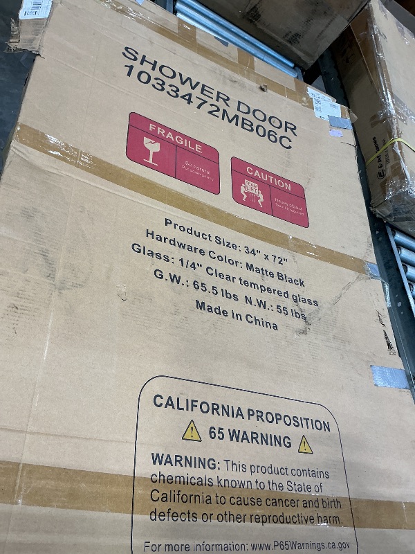 Photo 1 of ACE DECOR 34-35.4" W x 72" H Frameless Pivot Shower Door, 1/4" (6mm) Clear SGCC Tempered Glass Shower Door, Pivot Swing Shower Glass Door in Matte Black Finish, Reversible Installation