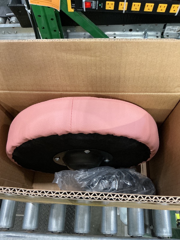 Photo 1 of **MISSING BOTTOM PART OF CHAIR ***KKTONER Round Rolling Stool Chair PU Leather Height Adjustable Swivel Drafting Work SPA Shop Salon Stools with Wheels Office Chair Small (Pink)