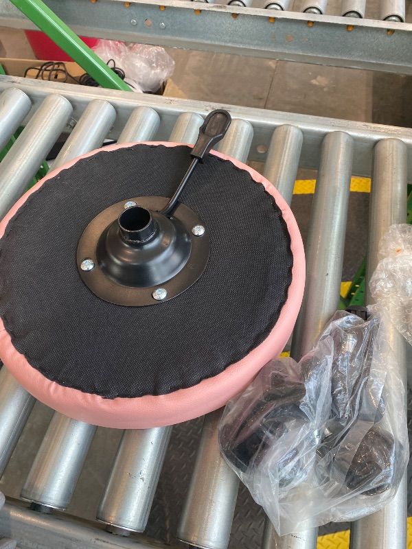 Photo 1 of **MISSING BOTTOM PART OF CHAIR ***KKTONER Round Rolling Stool Chair PU Leather Height Adjustable Swivel Drafting Work SPA Shop Salon Stools with Wheels Office Chair Small (Pink)