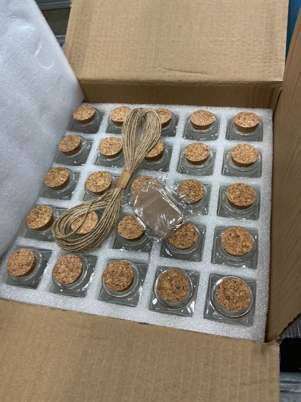 Photo 1 of 25Pcs 1.7oz Mini Glass Bottles, 50ml small Bottle, Jars with Wood Cork Stoppers, Wish Bottles, Message Bottle for Wedding Favors, Baby Shower Favors, DIY Craft (25)
