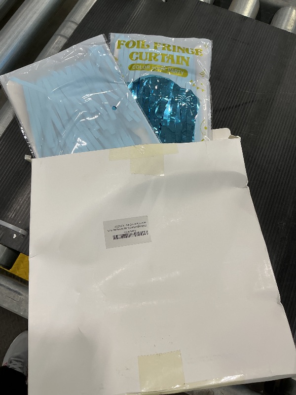 Photo 1 of 2 Pack Backdrop Curtains, 3.28 Feet x 7.05 Feet Sky Blue Tinsel Backdrop, Metallic Fringe Curtains Foil Tinsel Party Streamer, Winter Backdrop Happy Birthday Party Supplies