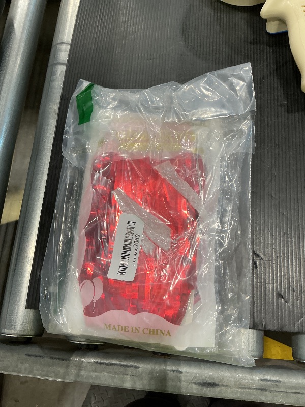 Photo 1 of 2 Pack 29.5x108 Inch Metallic Foil Fringe Tinsel Table Skirts for Rectangle Tables Party Table Skirt for Wedding, Birthday,Party Decorations(Red)