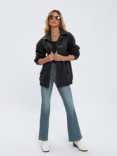 Photo 1 of ***RETAIL PRICE 39.99******AUTOMET Women's Oversized Leather Jackets Faux Suede 2025 Fall Zip Up Motorcycle Coats Blazer Jackets for Women Outfits SIZE S
